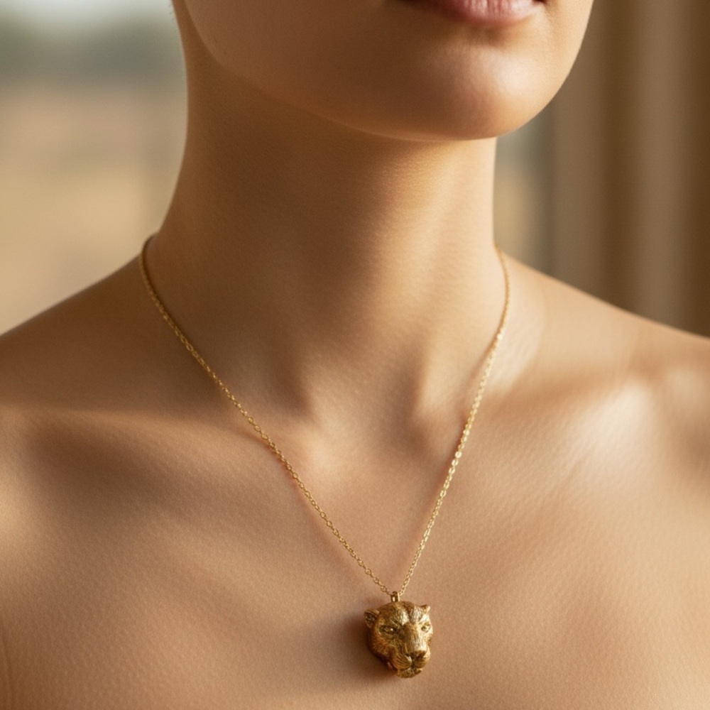 New Gold Leopard Head Pendant Necklace for Women